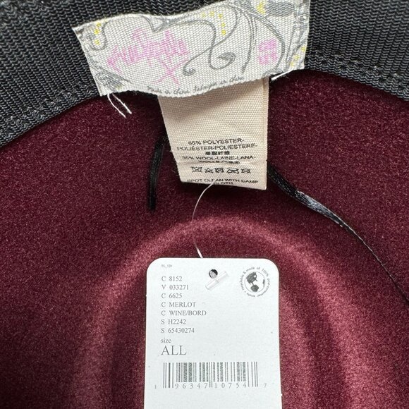 Free People Felt Hat in Merlot with Gold Tone Bling Pin Detail OS NWT - Picture 14 of 15